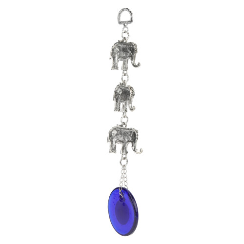 Evil Eye Pendant with Three Elephants Glass Wall Decoration Ornament 2