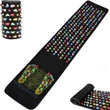 Foot Massage Mat with Targeted Foot Stimulation, Foldable Acupressure Reflexology Pad 120x35cm Black