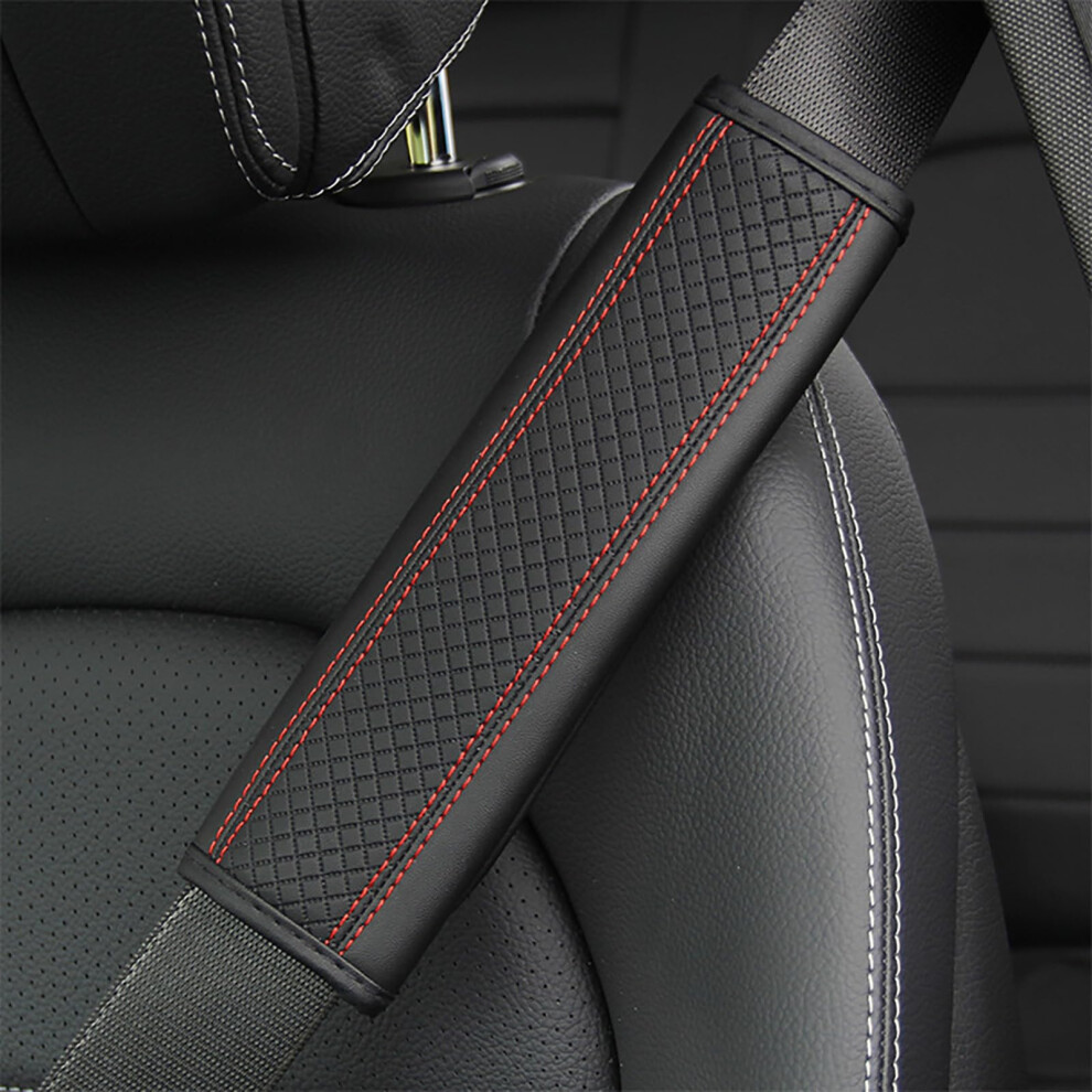 Car Seat Belt Pads, Soft Shoulder Pad Covers Black/Red 9187378433850