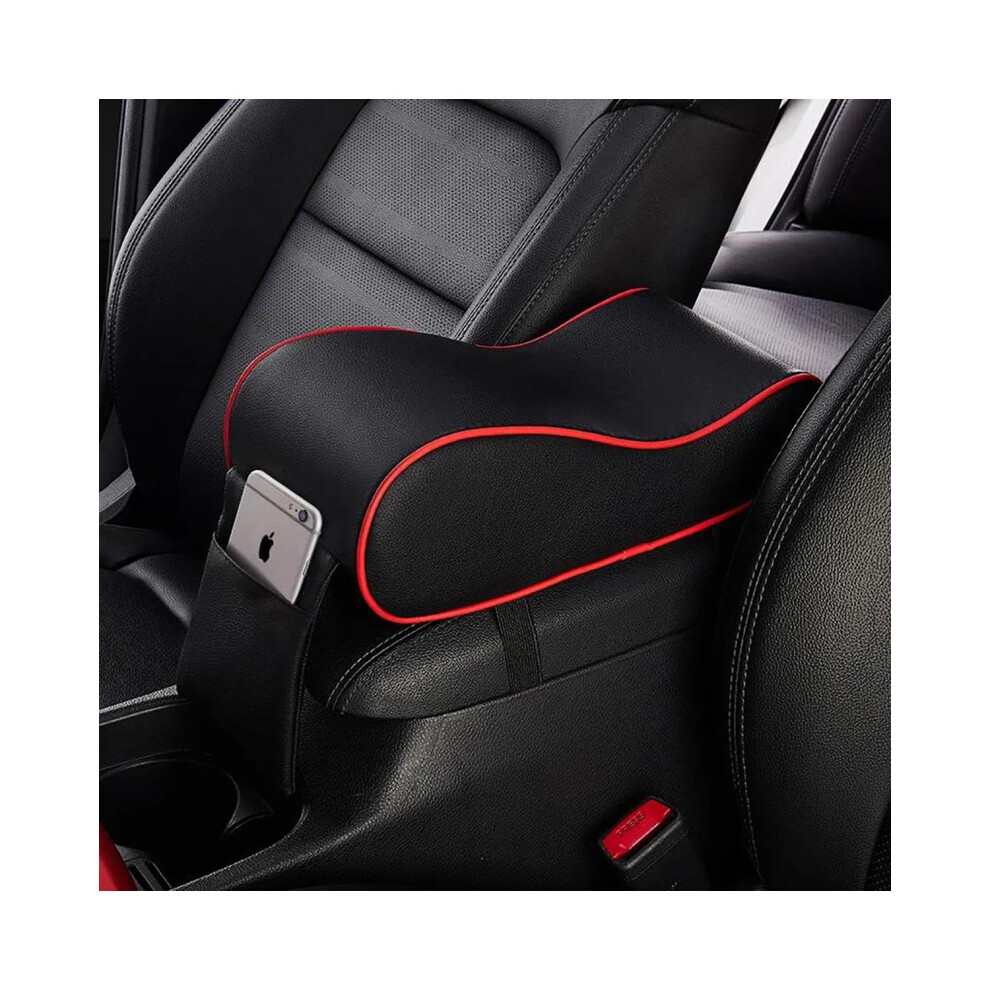Car Armrest Cushion With Memory Foam, Comfortable Support, Center Console Pad, Black/Red 9199774092845