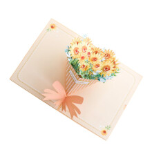 Sunflower 3D Greeting Card Elegant Handmade Birthday Wedding Blank Inside for Message