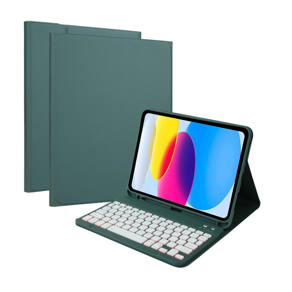 Case With Keyboard For Ipad Pro 11 20202022 (4Th2nd Gen) 7Color Backlight, Pencil Holder, Wireless Folio Green 9199774093262
