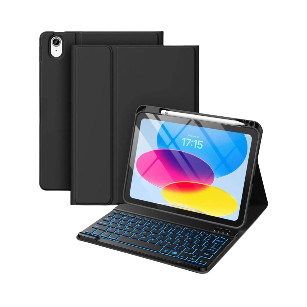 Keyboard Case For Pad 10 Tablet 12.1 Inch 2025 With Pencil Holder Magnetically Detachable Wireless Keyboard Black 9187378434284