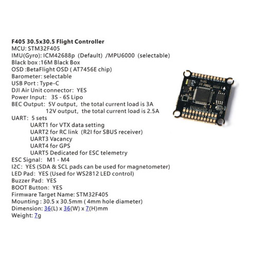 F405 65A FPV Stack F405 Flight Controller 60A 4-in-1 ESC 30.5MMx30.5MM for FPV Freestyle Drones 1