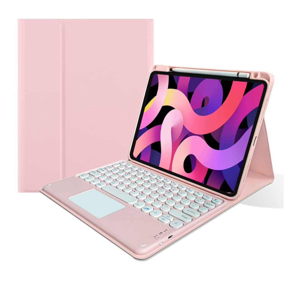Touch Keyboard Case For 11 Inch Tablet (M4,2024) Detachable Round Key Touchpad Cover Pencil Charging Support Pink 9382693401083