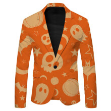 Halloween Suit Men's Breathable Stretch Fabric Jacket Autumn Warm Regular Fit Tuxedo Style Orange Size XXL Costume
