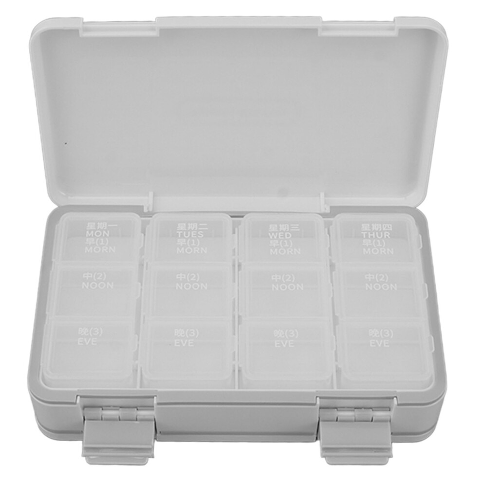 White Weekly Medicine Container 24 Cells, 7 Day Pill Organizer,