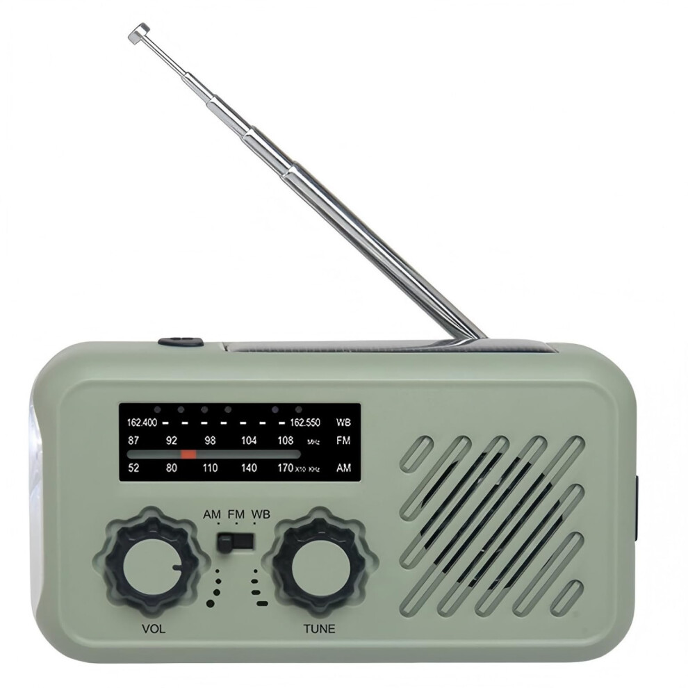 Emergency Weather Radio With Solar And Hand Crank, Am Fm Sw, Power Bank, Led Flashlight Sos (Green) Green 9199774094511