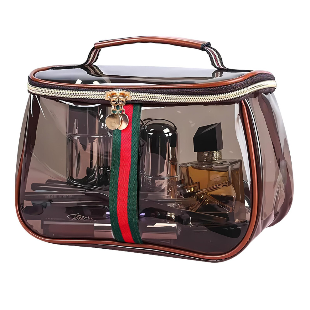 Retro Vintage Vanity Bag Waterproof Transparent PVC, LargeCapacity Travel Cosmetic Organizer For Women, Clear