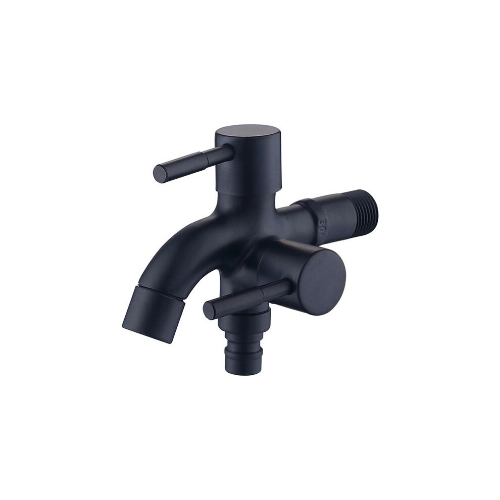 Bathroom Faucet, Dual-Purpose Faucet 1 Inlet 2 Outlets, Stainless Steel, For Mop Sinks, Washing Machines Black 8581600311724