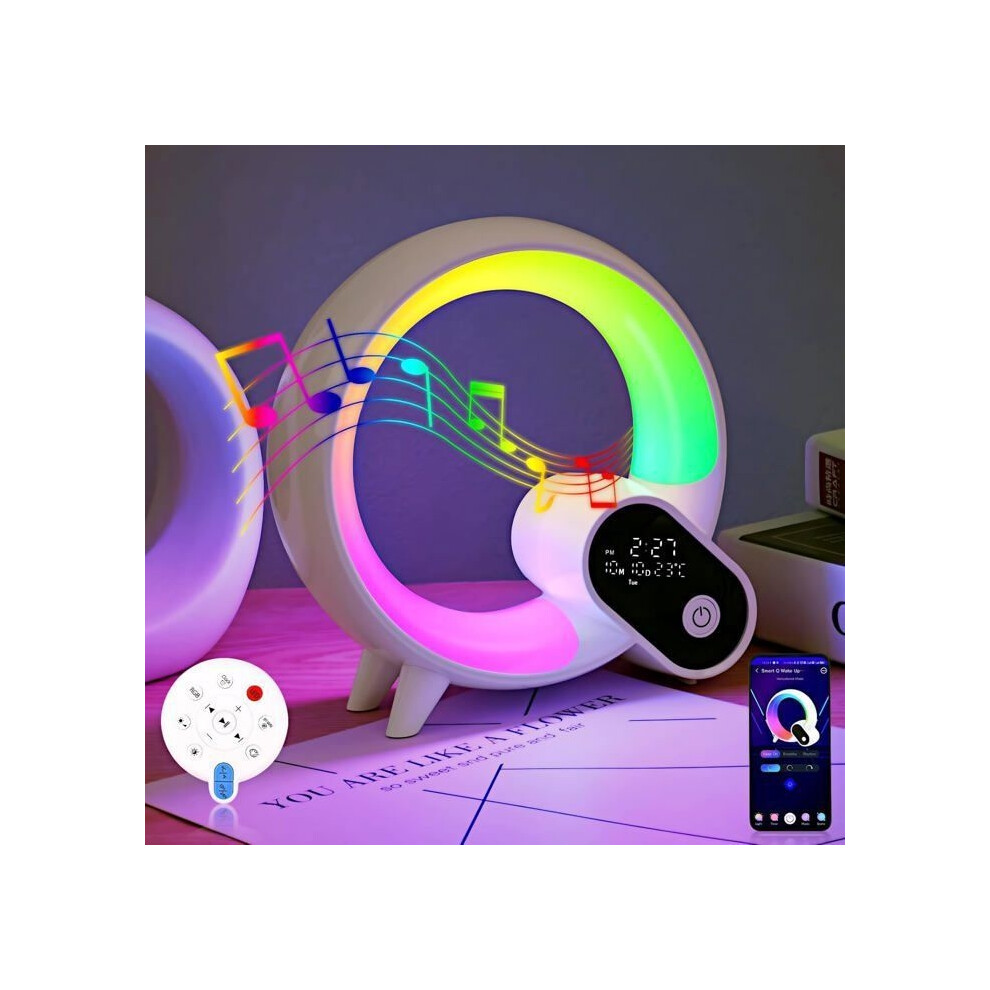 Tooth Speaker - Unspecified - Bedside Lamp - 15W Wireless Charger - 7 Colors - Smart Alarm Clock Blue 8581600312035