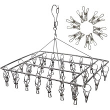 RVS Sokkendroger - Draaibare haak - Winddicht - Hanger voor sokken, ondergoed, bh[418]