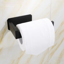 Toilet Paper Holder Stand, Stainless Steel Self Adhesive Toilet Roll Holder for Kitchen Bathroom - Black