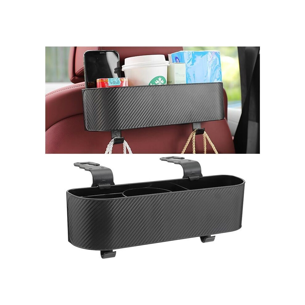Car Headrest Backseat Organizer With Cup Holder, Seat Back Hanging Storage Box(Black) Black 8581600314596