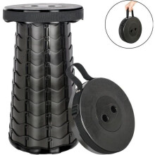 Leogreen Tragbarer Teleskophocker, Kunststoff-Klapphocker, tragbarer Klappsitz zum Angeln, max. 150 kg, Schwarz