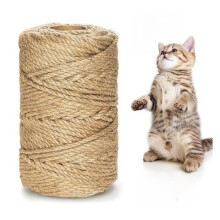 Natürliche Kralle, 6 mm x 100 m Hanf-Katzenseil + 1 Paar Schutzhandschuhe, günstiges Sisal für Kratzbaum, Juteseil
