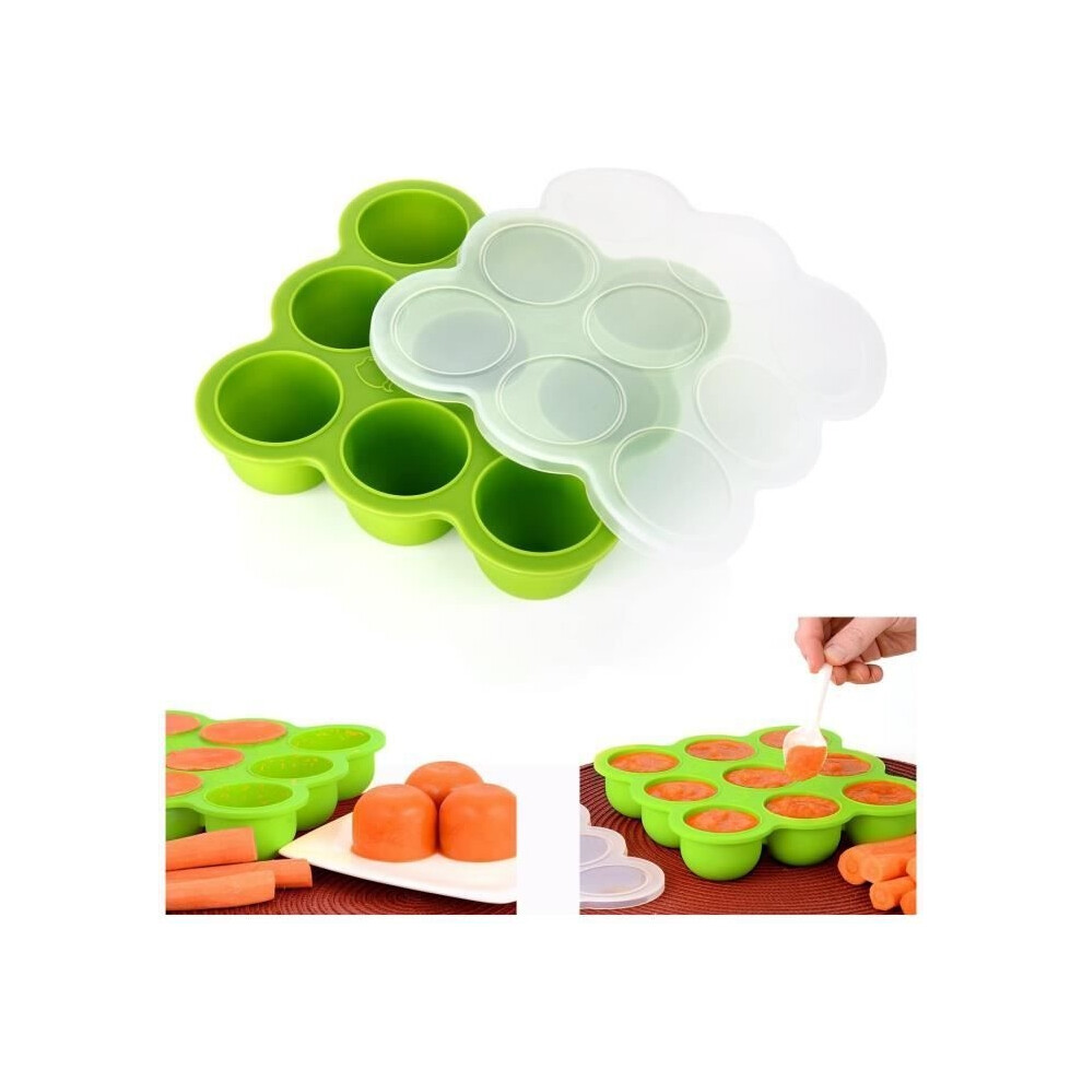 Silicone Baby Freezer Tray, Food Container For Baby Meals - 9 Storage Jars, Freezer Boxes Ice Mold Aihontai