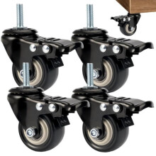 Pieces M8x25mm Threaded Stem Swivel Casters, 50mm Heavy Duty Furniture Casters, Swivel Casters with Brake, Casters