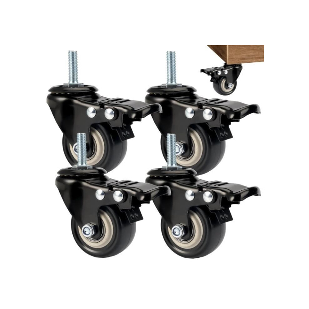 Pieces M8x25mm Threaded Stem Swivel Casters, 50Mm Heavy Duty Furniture Casters, Swivel Casters With Brake, Casters 8581600316033