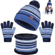 Muts, sjaal en handschoenenset - Unisex - Acryl gebreid - Fleece voering - Winter - 2-7 jaar