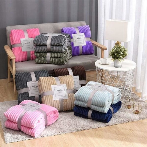 Blanket - Flannel - Purple - 180x200 cm - Microfiber - Striped texture 2