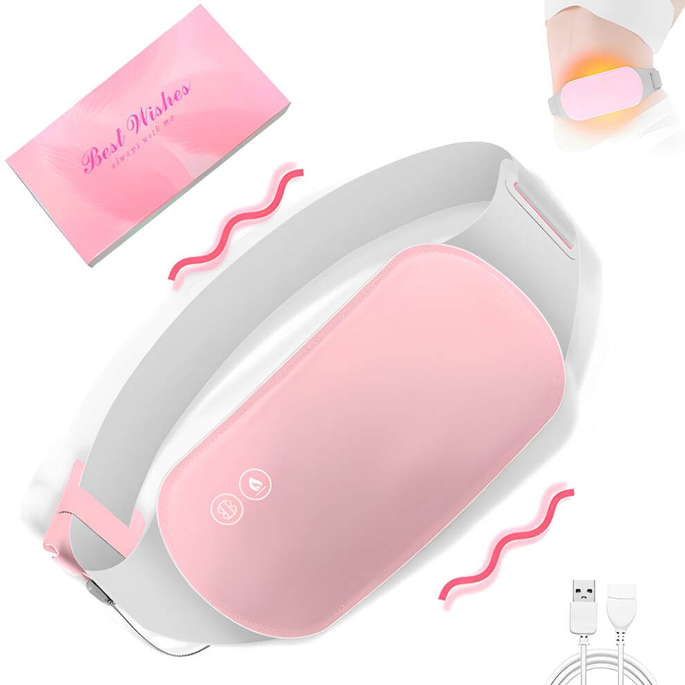 Cordless Menstrual Heating Pad for Period Pain Relief, Portable Heating Pad with 6 Vibration Massage Modes and 3 Heat Levels, Fast Heating Reusable