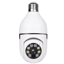 Camera Bulb Wireless Mini Waterproof Outdoor Indoor Full HD Night Vision 360 Baby Monitor with 64GB SD White