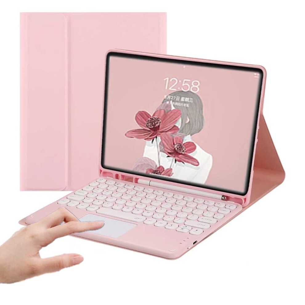 Keyboard Case With Touchpad For Ipad 11Th 2025 And 10Th Gen, Detachable Bluetooth Keyboard, Slim Leather Folio With Pencil Holder, Pink 9382693270450