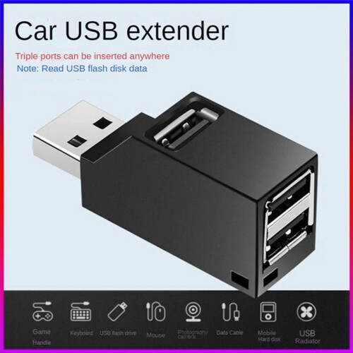 USB 2.0 HUB Adapter Extender  Splitter Box 3  for PC Laptop Mobile Phone High Speed U Disk Reader,Black 2