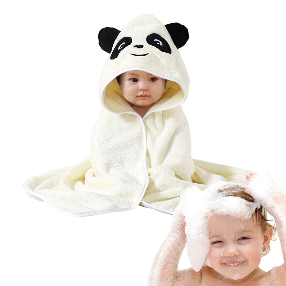 Hooded Baby Towel Absorbent Cartoon Panda Design, Soft Toddler Bath Towel For Boys And Girls Panda Print Coral