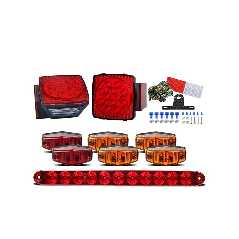 12V Square Led Trailer Kit,Submersible Ip68 Led Stop Turn Tail Side License For Utility Trailer,Boat Light 6033836454161