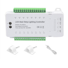 Trapp LED RöRelsesensor Controller DC12V 24V 16Kanaler Inomhus PIR Nattljusdimmer för Trappor Flexibel Strip(A)
