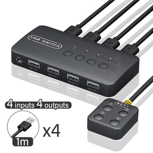 USB  Shared Controller Adapter 4 Inputs 4 Outputs for Laptop Computer Printer Keyboard Mouse Monitor 1