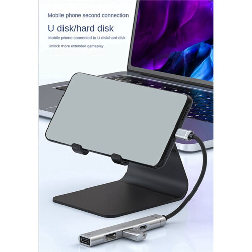 For Android Mobile Phone Computer Tablet Portable PD Charging Hub Type-C USB C Expansion Dock,Grey 2