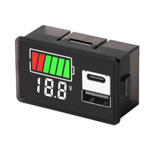 Batterij-Laadniveau-Indicator Lithiumbatterij Capaciteitsmeter Testweergave LED-Tester Voltmeter, USB+Type-C  8-30V
