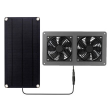 Solar-Abluftventilator, Abluftventilator, Solarpanel-Betriebener Doppelventilator für Hunde, HüHnerstall, GewäChshaus, Wohnmobil