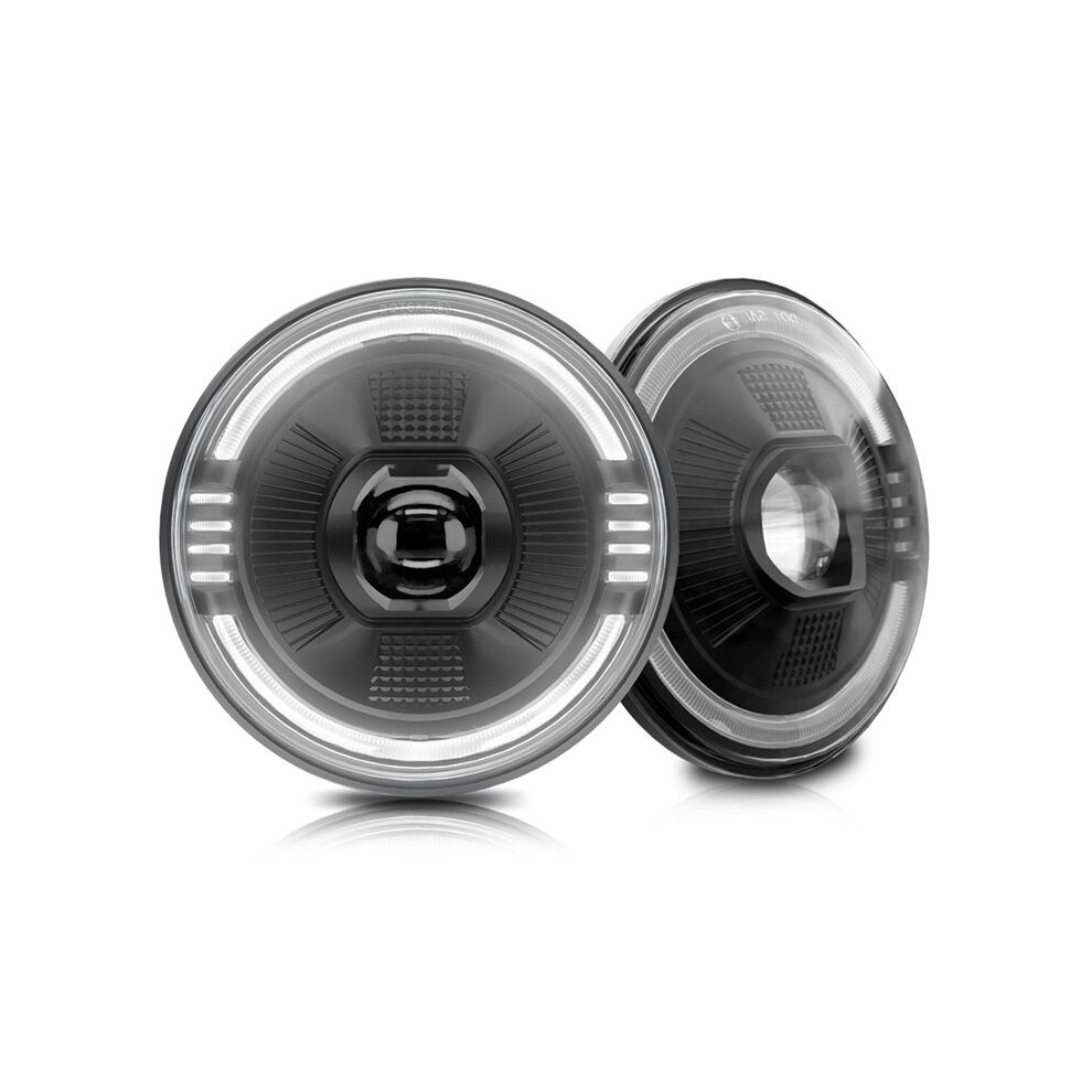 7 Inch Led Headlights, Round Projector Headlamps With High Low Drl Turn Signal For Jk Lj Cj Tj 6032539591104