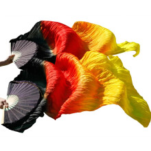 100% Real Silk Belly Dance Fans XL230x90cm, Handmade Dyed Silk Long Fans, 1 Pair, Dance Veil, 24 Colors