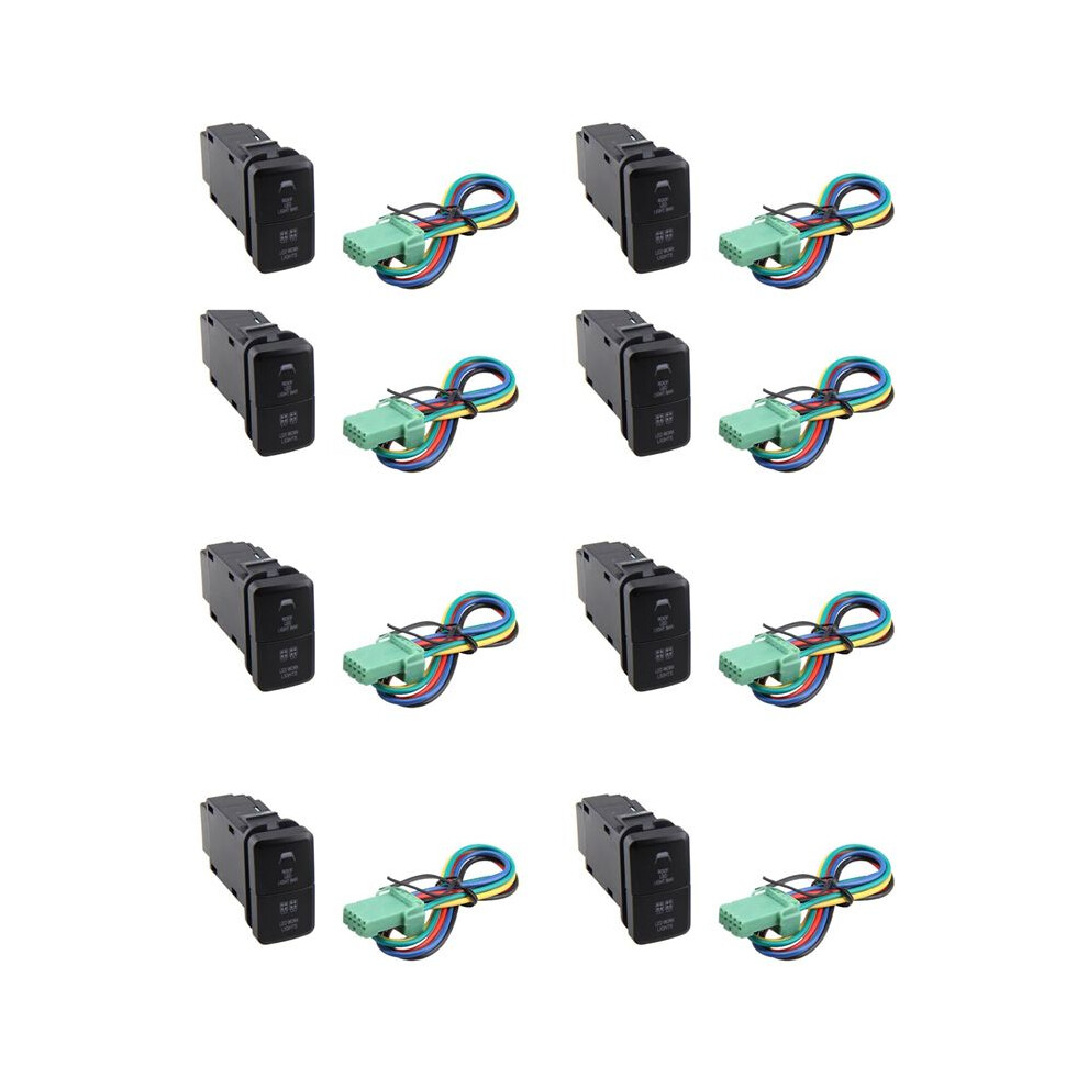 8X 12V Car Dual Led Bar / -Off Push Button For Prado Reiz Hilux Landcruiser Button Light/Green 6032016960577