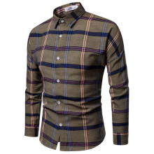 Men's Checked Casual Shirt Long Sleeve Slim Fit Regular Fit Cotton ButtonDown Plaid Pattern O Coffee XL Lumberjack