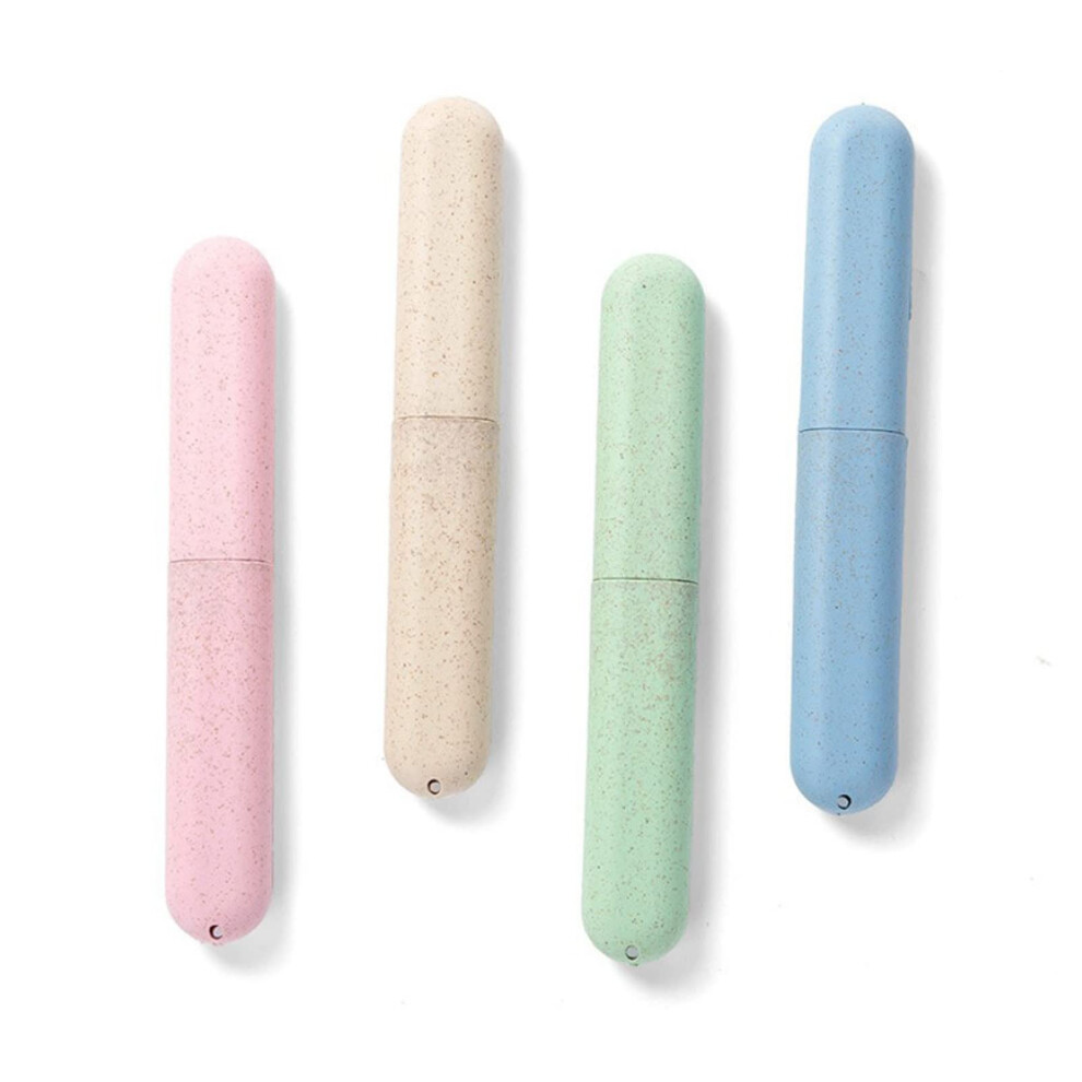 4 Pcs EcoFriendly Travel Toothbrush Case with Hygienic Vent, Wheat Straw Holder for Camping