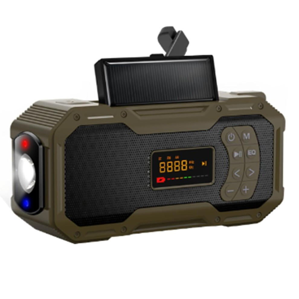 Emergency Weather Radio with Bluetooth Speaker AM FM Alerts IPX5 Waterproof 5000mAh Solar Hand Crank