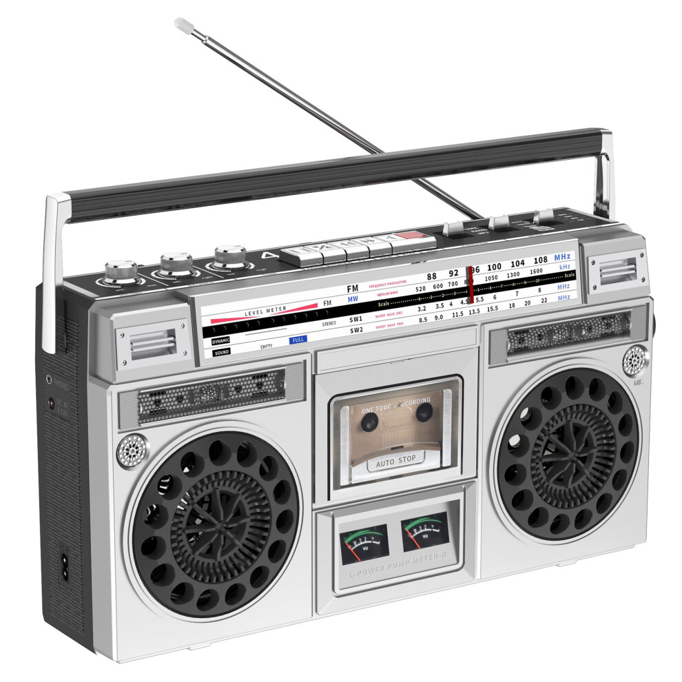 Vintage Bluetooth Radio And Retro Cd Player With Cassette Recorder Am/Fm Usb Sd Wheat Silver 9199774096362