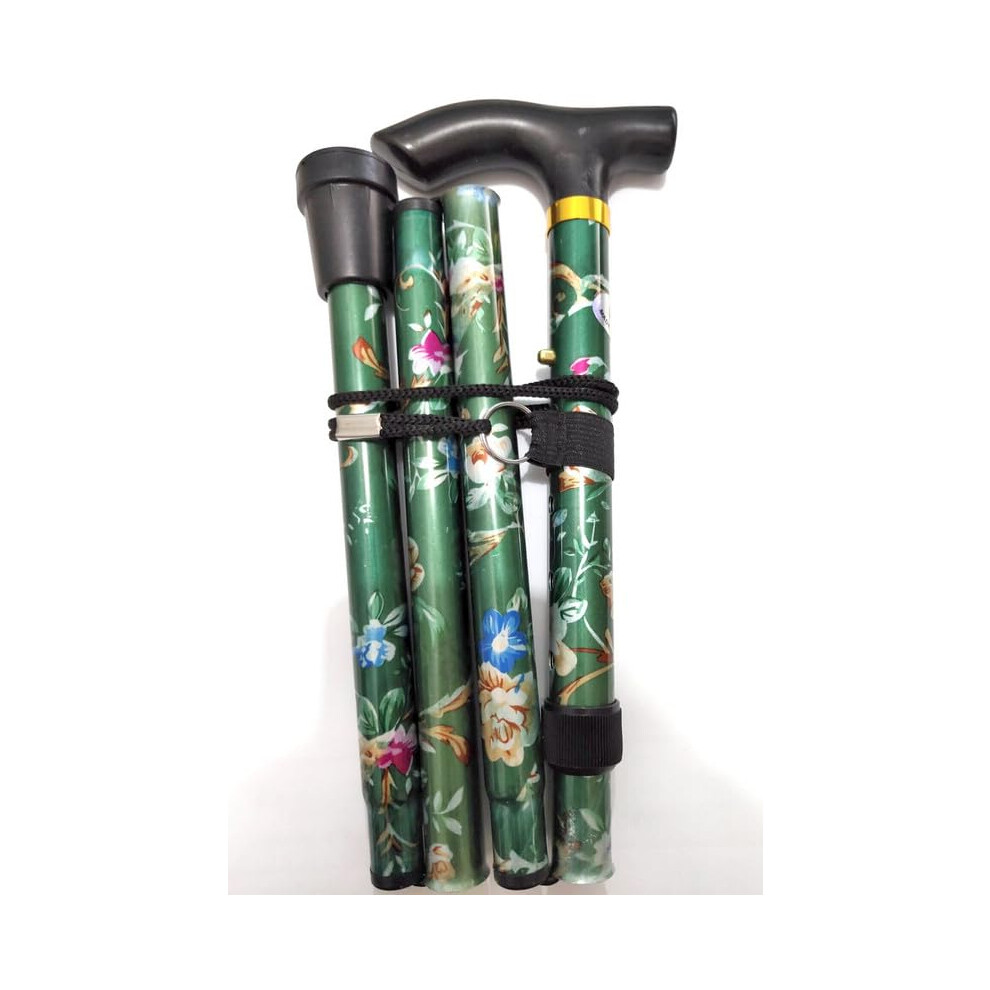 Folding Walking Stick For Women And Men Lightweight Collapsible Travel Walking Cane Green