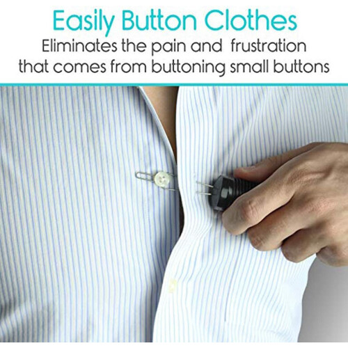 2 in 1 Button Hook Tool and Zipper Pull Aid with Ergonomic Soft Grip for Seniors and Disabled 2