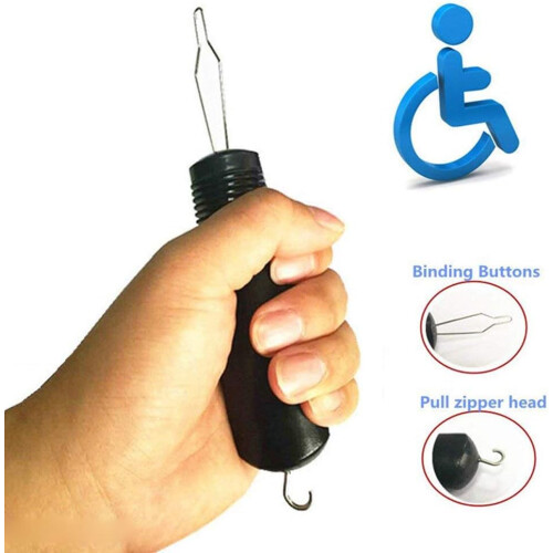 2 in 1 Button Hook Tool and Zipper Pull Aid with Ergonomic Soft Grip for Seniors and Disabled 1