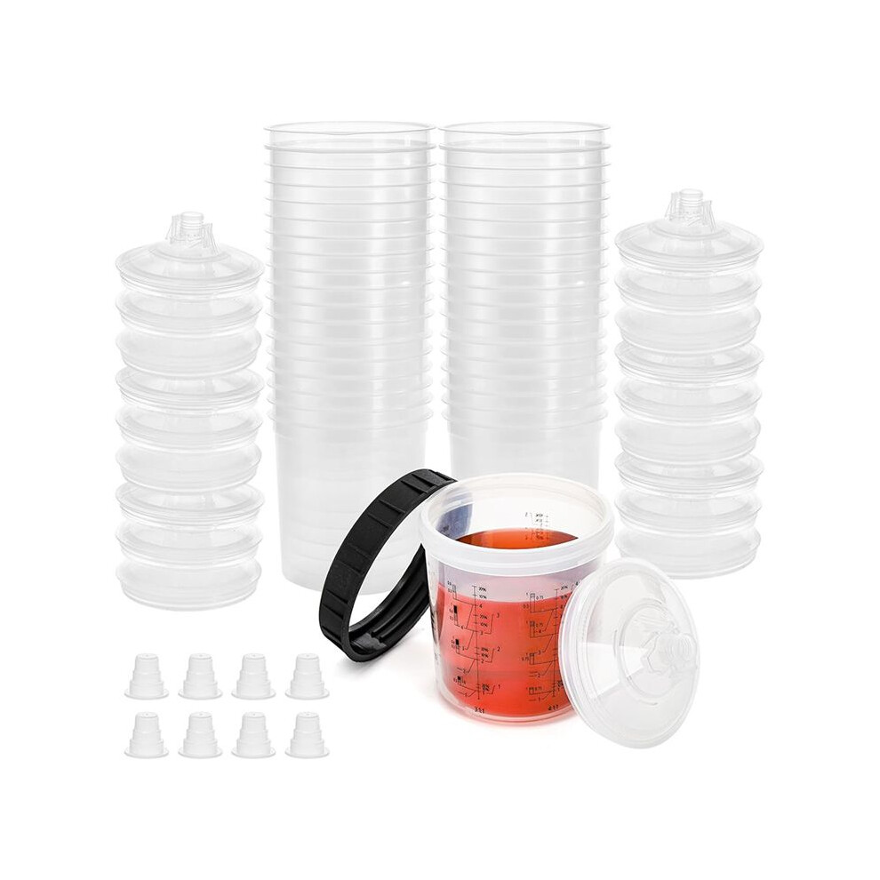 Paint Sprayer Mixing Guncup Liners And Lid System For Automotive Paintgun, 20 Pack Paint Cups 20 Ounce (600Ml) Kit 6031527345286