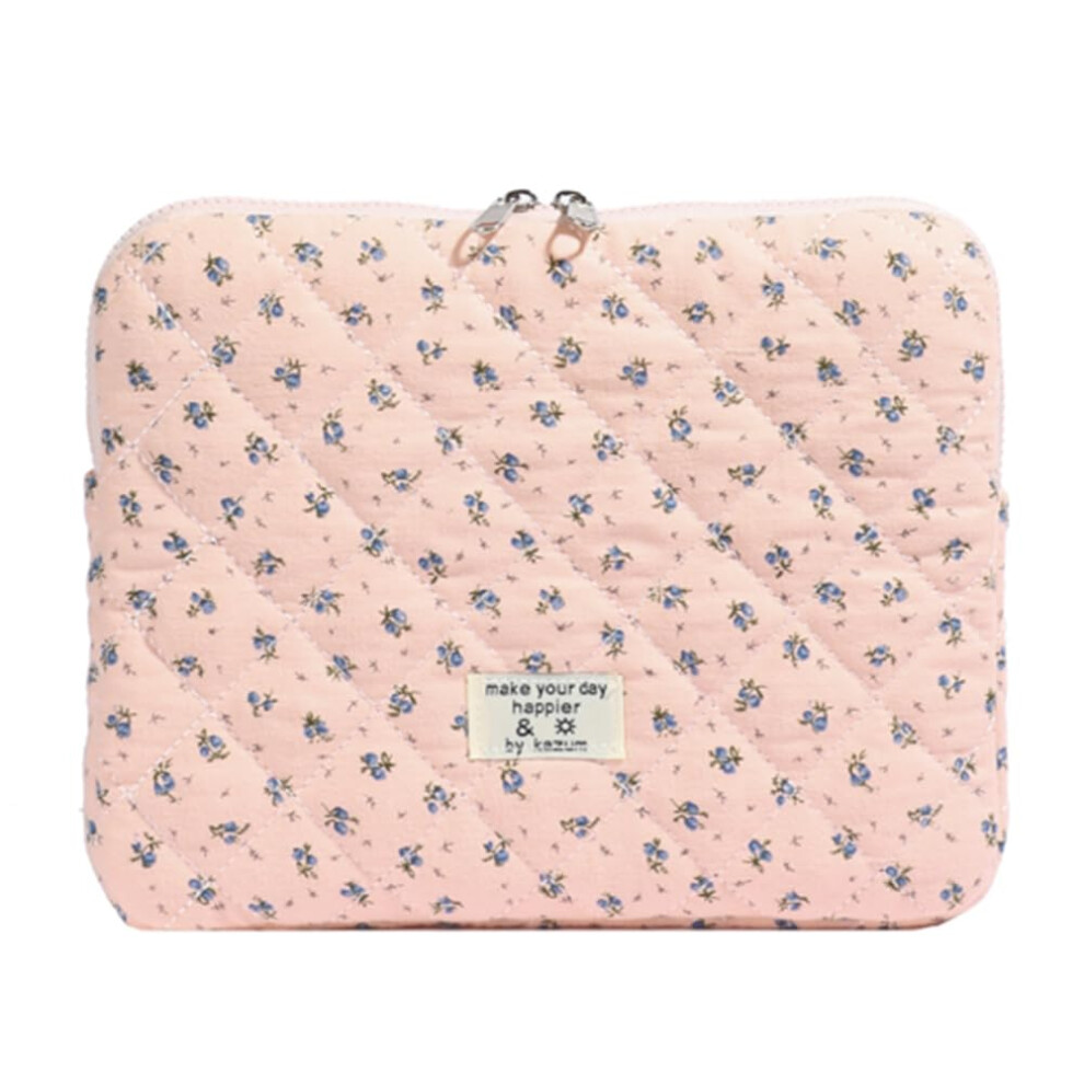 11 Inch Floral Laptop Sleeve With Quilted Shock Protection And Soft Cotton Lining, Case For Macbook Pink 9382693272263