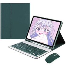 Keyboard Case with Mouse for iPad 11th and 10th Gen, Detachable Bluetooth, Pencil Holder, Teal