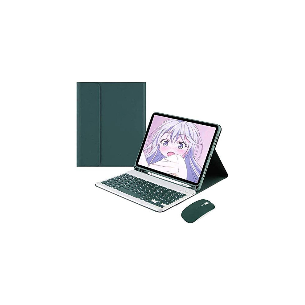 Keyboard Case with Mouse for iPad 11th and 10th Gen, Detachable Bluetooth, Pencil Holder, Teal